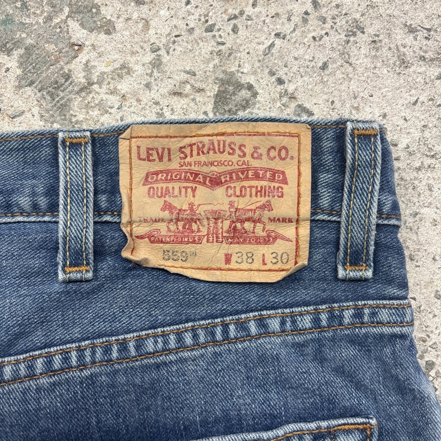 Blue Denim Levi’s 559 Relaxed Cut Off Jean Shorts | W38"