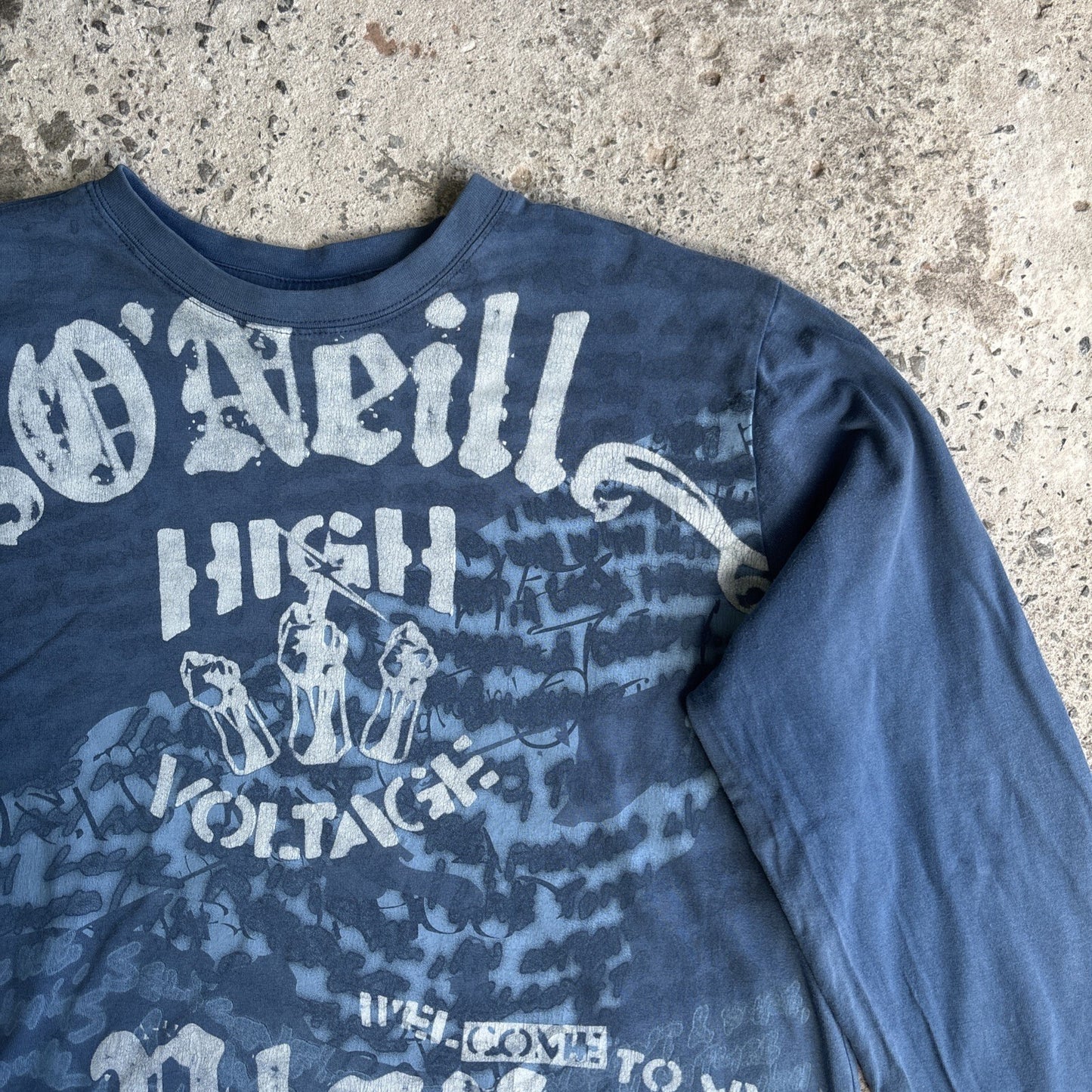 Blue O’Neil Y2K Graffiti Print Long-Sleeve T-Shirt | Size M