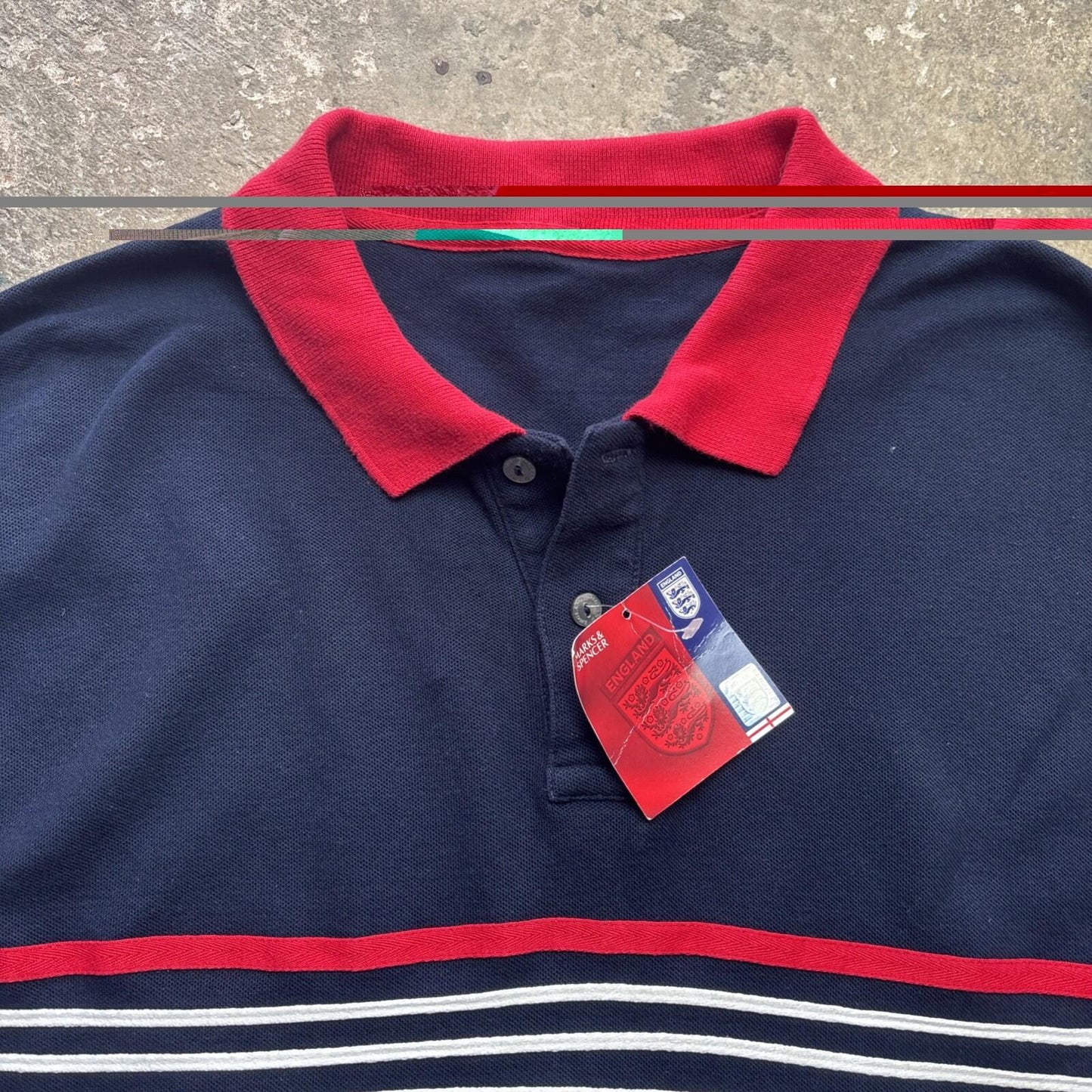 BNWT 00s Marks and Spencer Navy England Football Polo Shirt | XL