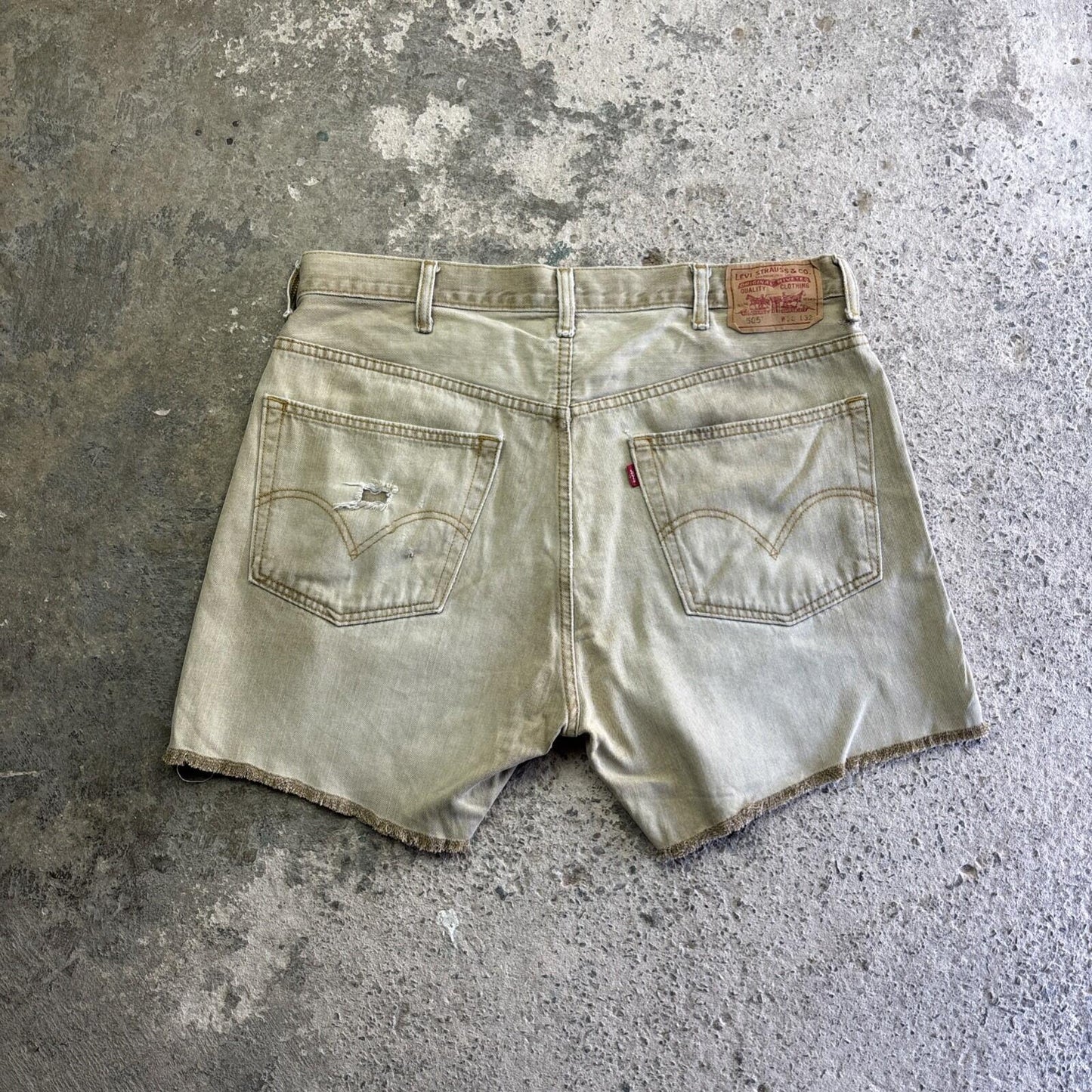 Tan Levi’s 505 Cut Off Denim Jean Shorts | W38"