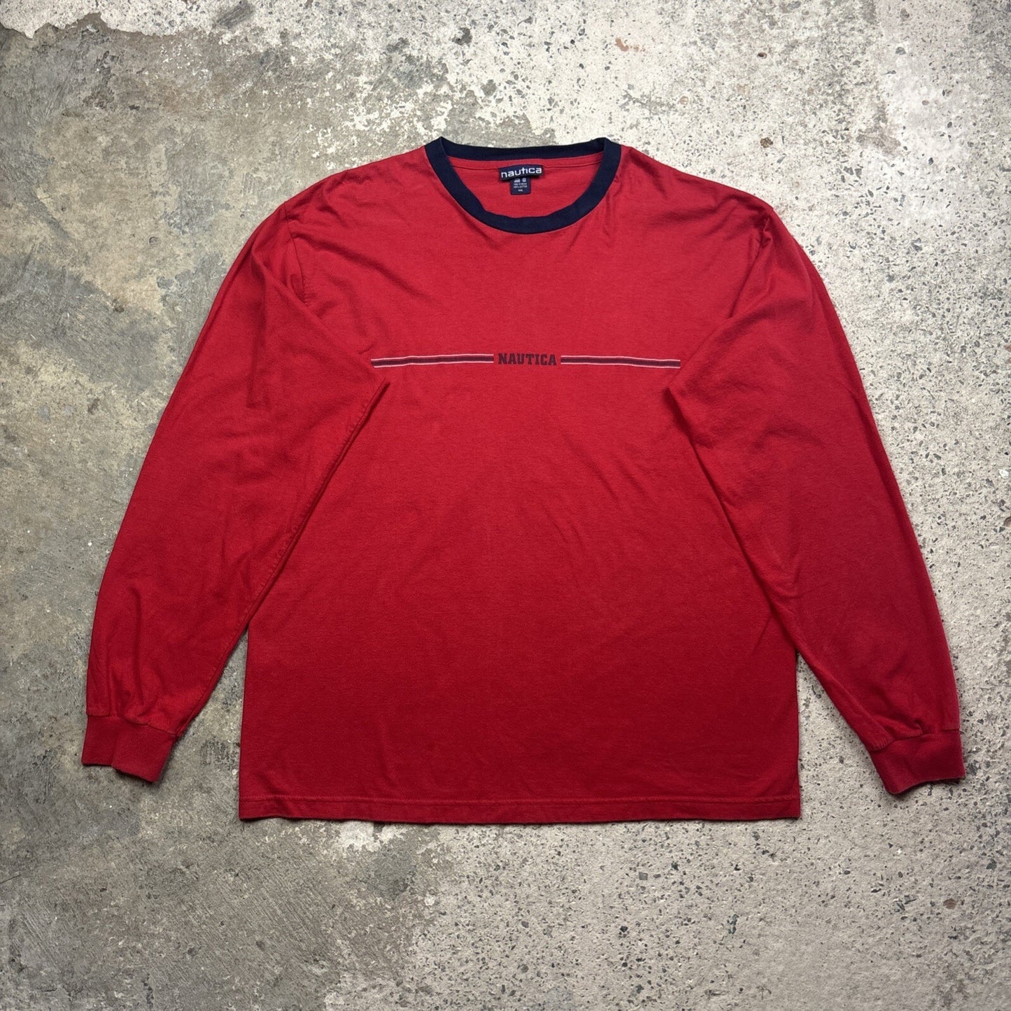 Red Long-Sleeve Náutica Graphic T-Shirt | Size: 2XL