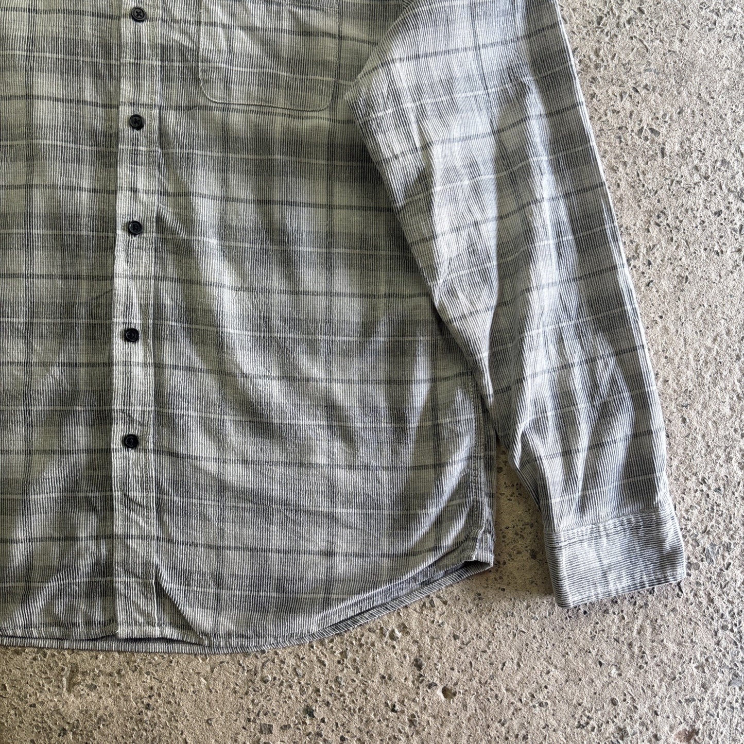 Grey Checkered Corduroy Long Sleeve Shirt | Size L