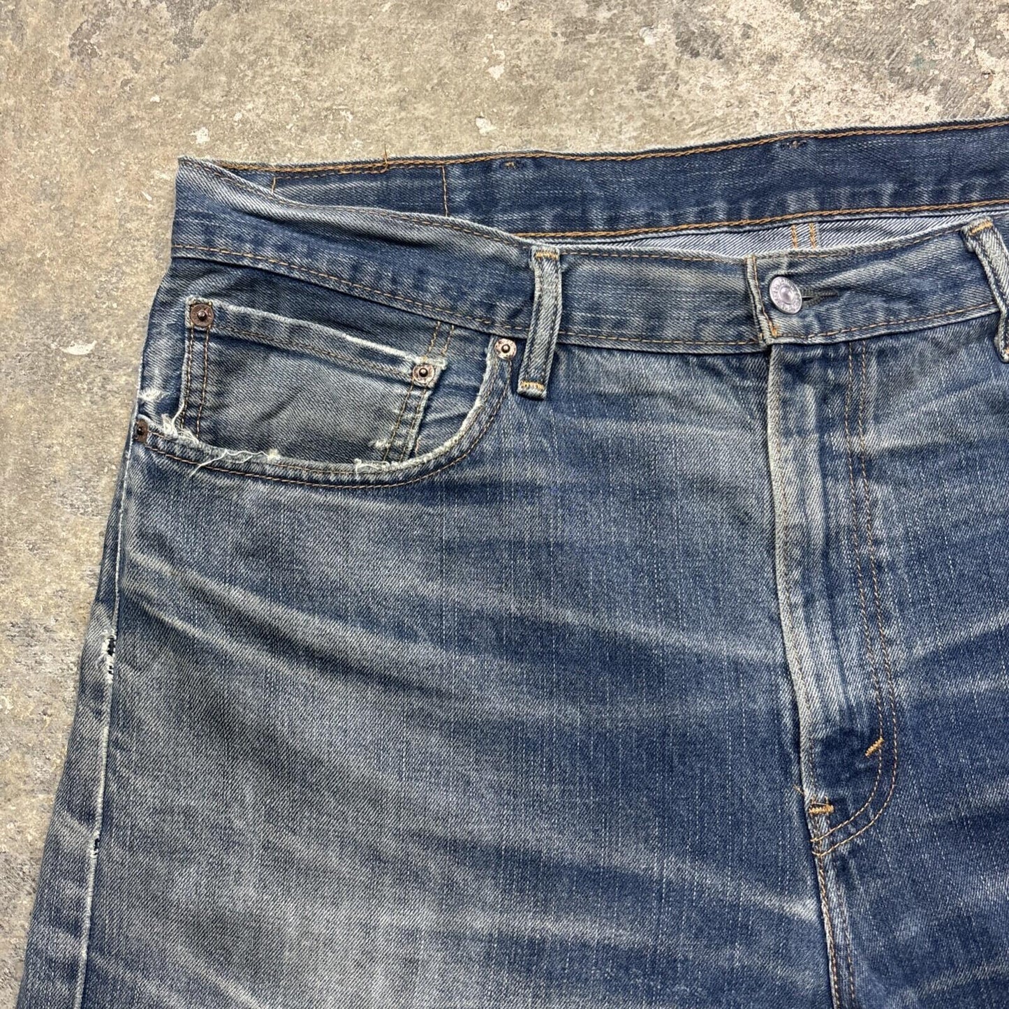 Blue Washed Denim Levi’s Cut Off Jean Shorts | 40"