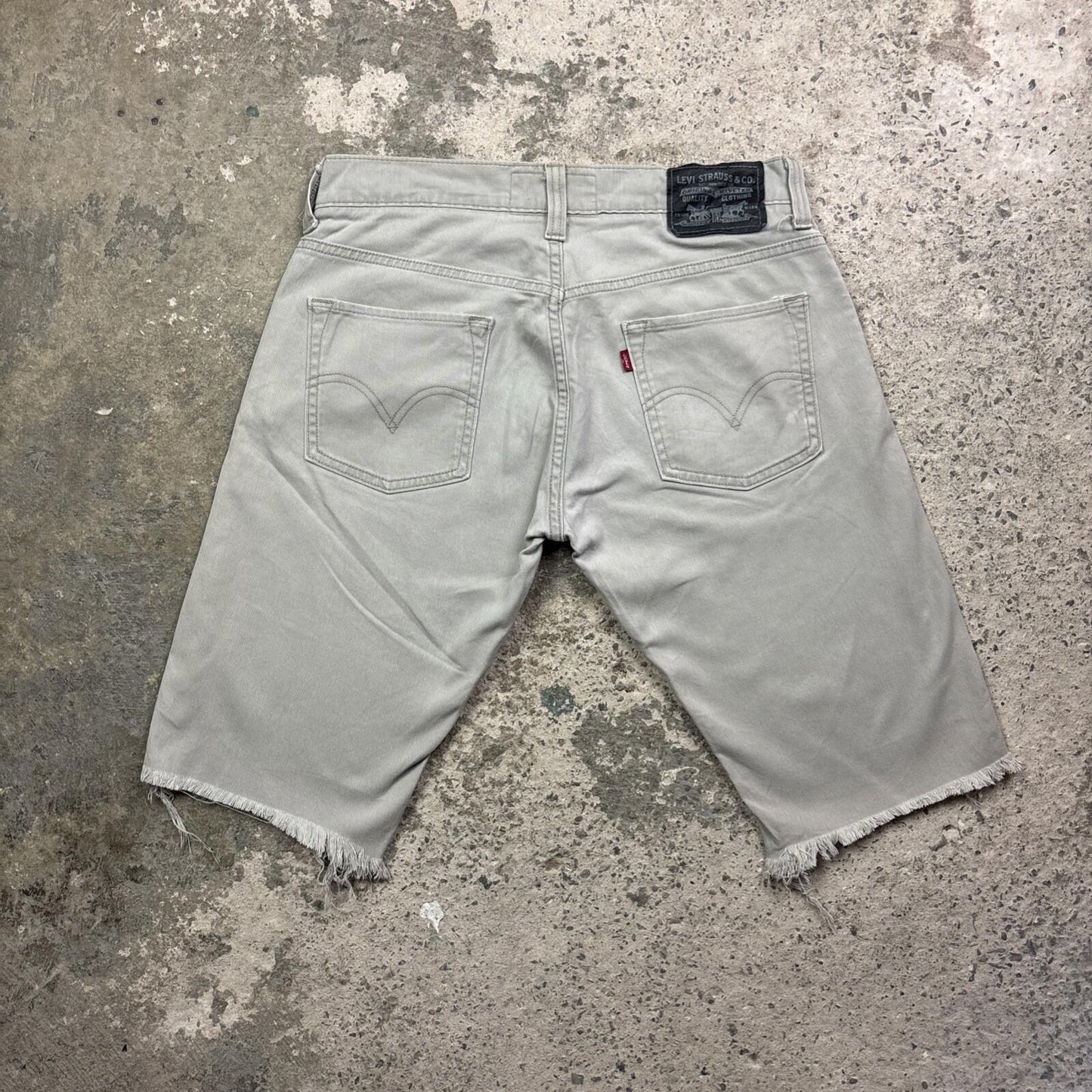Beige Denim Levis 511 Skinny Cut Off Jean Shorts | W31"
