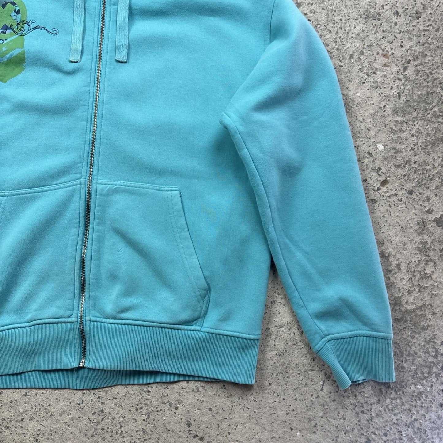 Blue Quiksilver Y2K Graphic Full Zip Hoodie | Size L