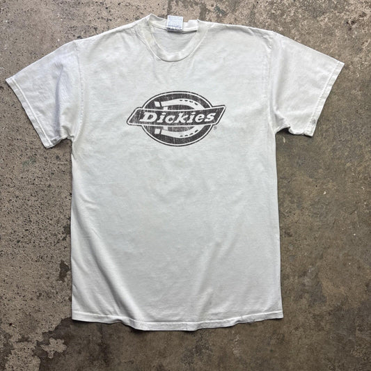 Vintage White Dickies Logo Graphic Men’s T-shirt | L