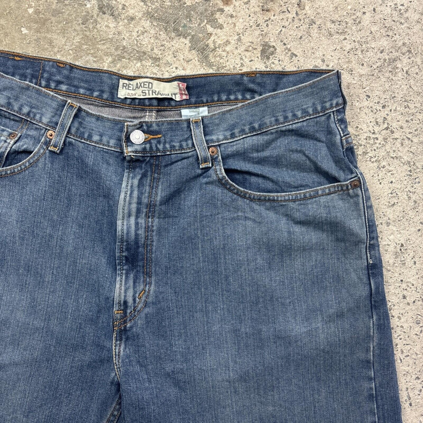 Blue Denim Levi’s 559 Relaxed Cut Off Jean Shorts | W38"
