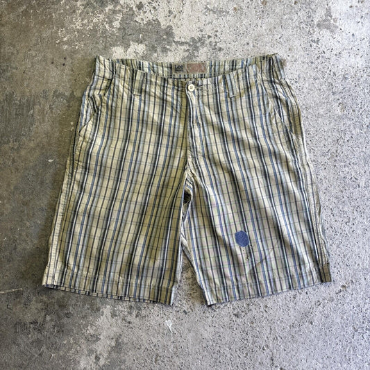 Green & Blue Checkered Lee Cotton Shorts | W36"