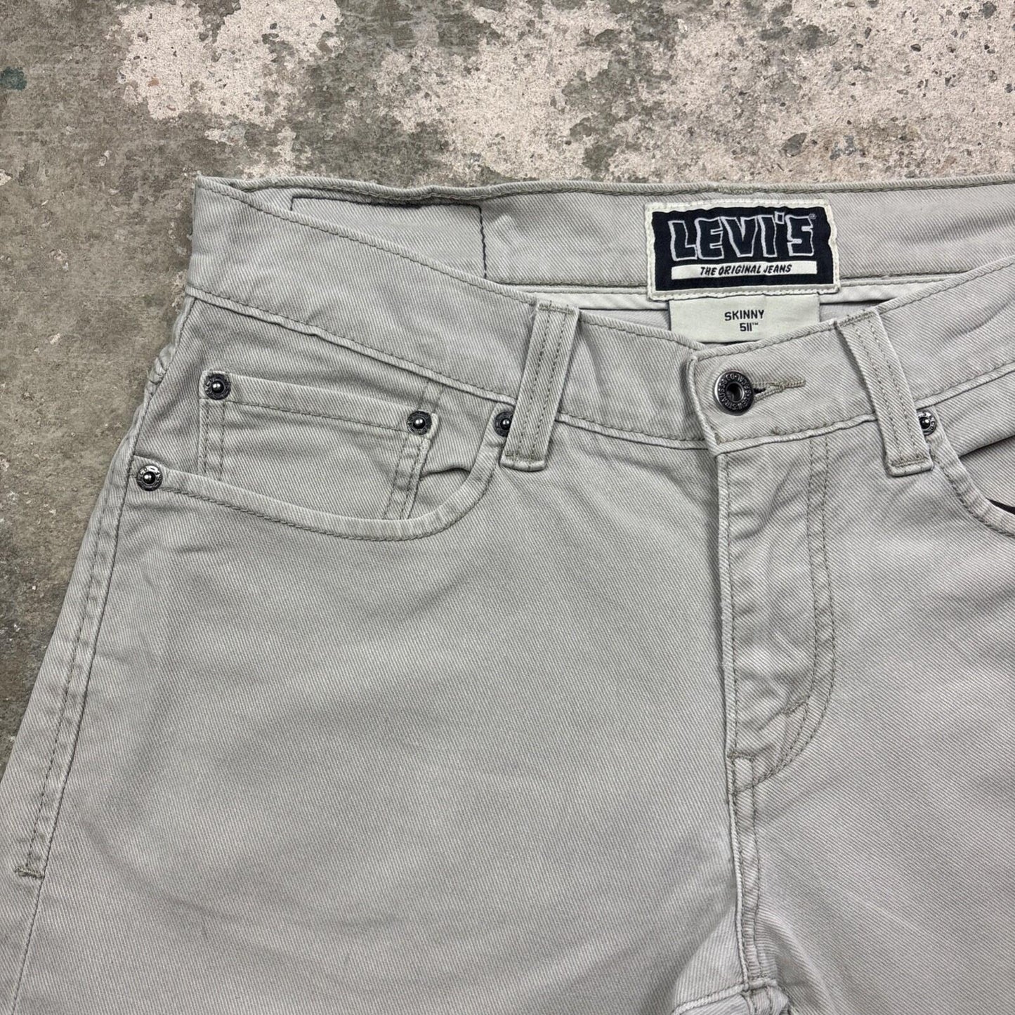 Beige Denim Levis 511 Skinny Cut Off Jean Shorts | W31"