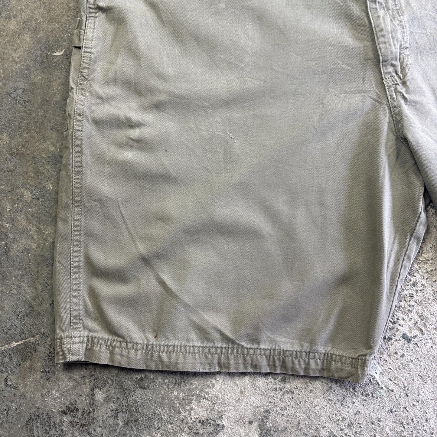 Khaki Green Cotton Wrangler Carpenter Shorts | W42