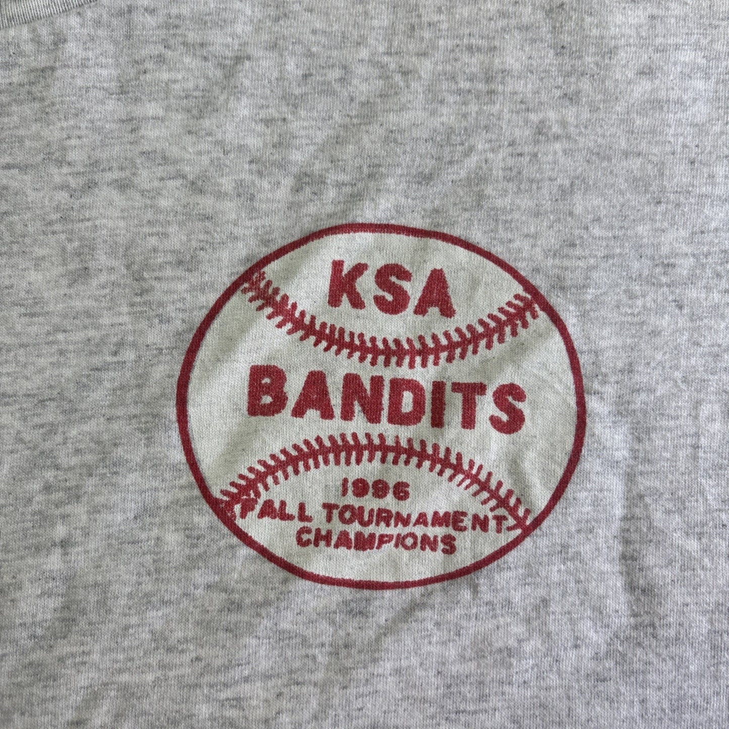 Vintage 90s Grey Graphic Baseball Single Stitch T-shirt | Size: XL