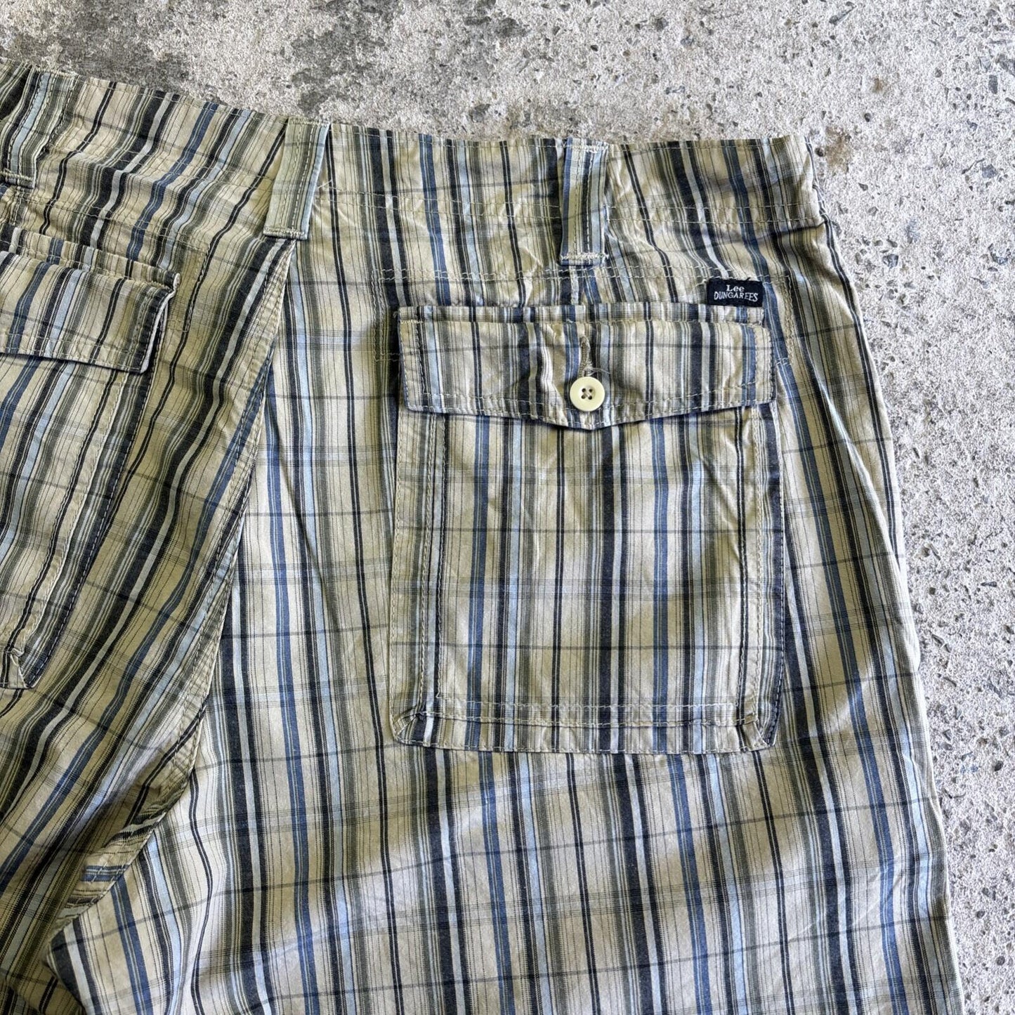 Green & Blue Checkered Lee Cotton Shorts | W36"