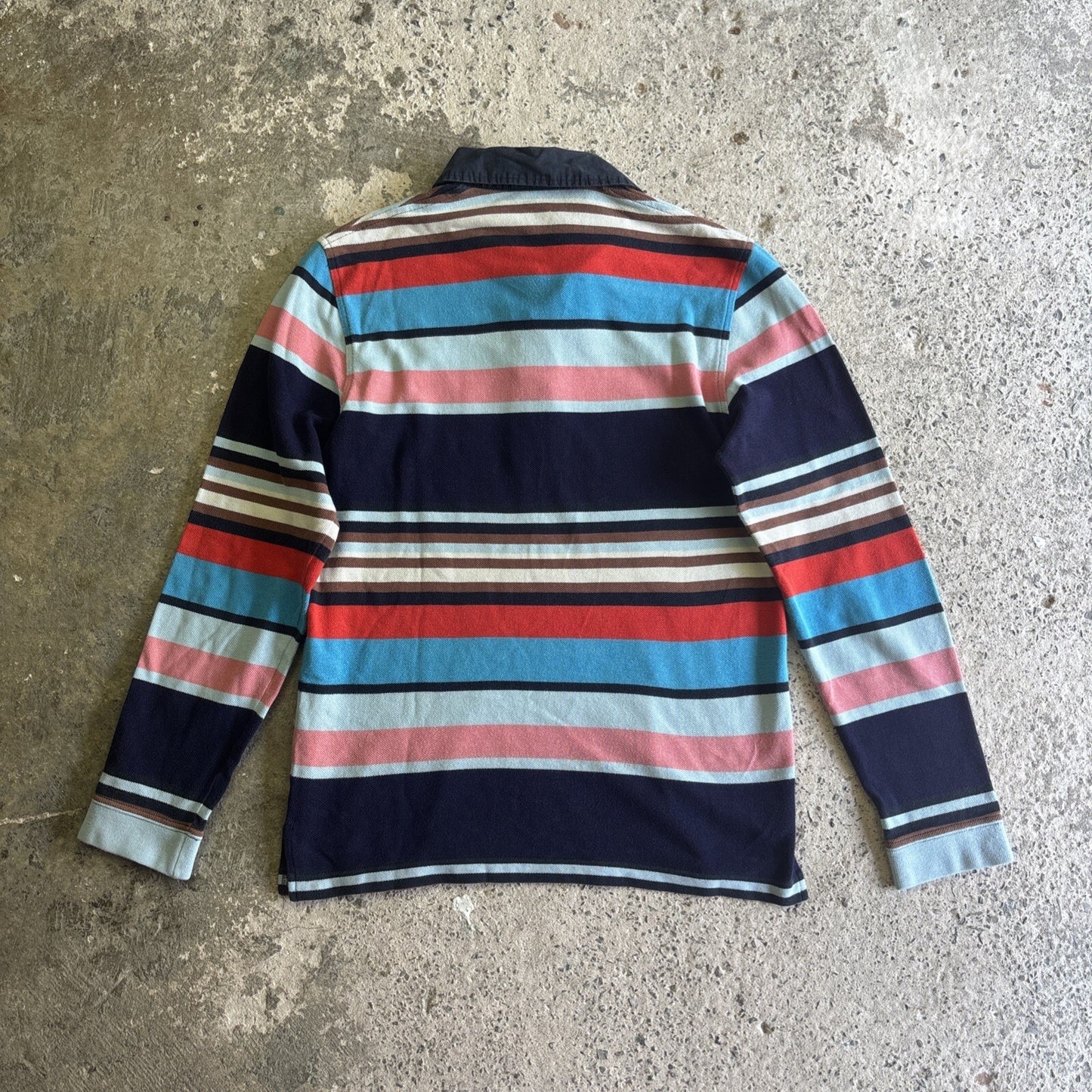 Multi-Coloured Striped Lacoste Long-Sleeve Polo Shirt  | Size S
