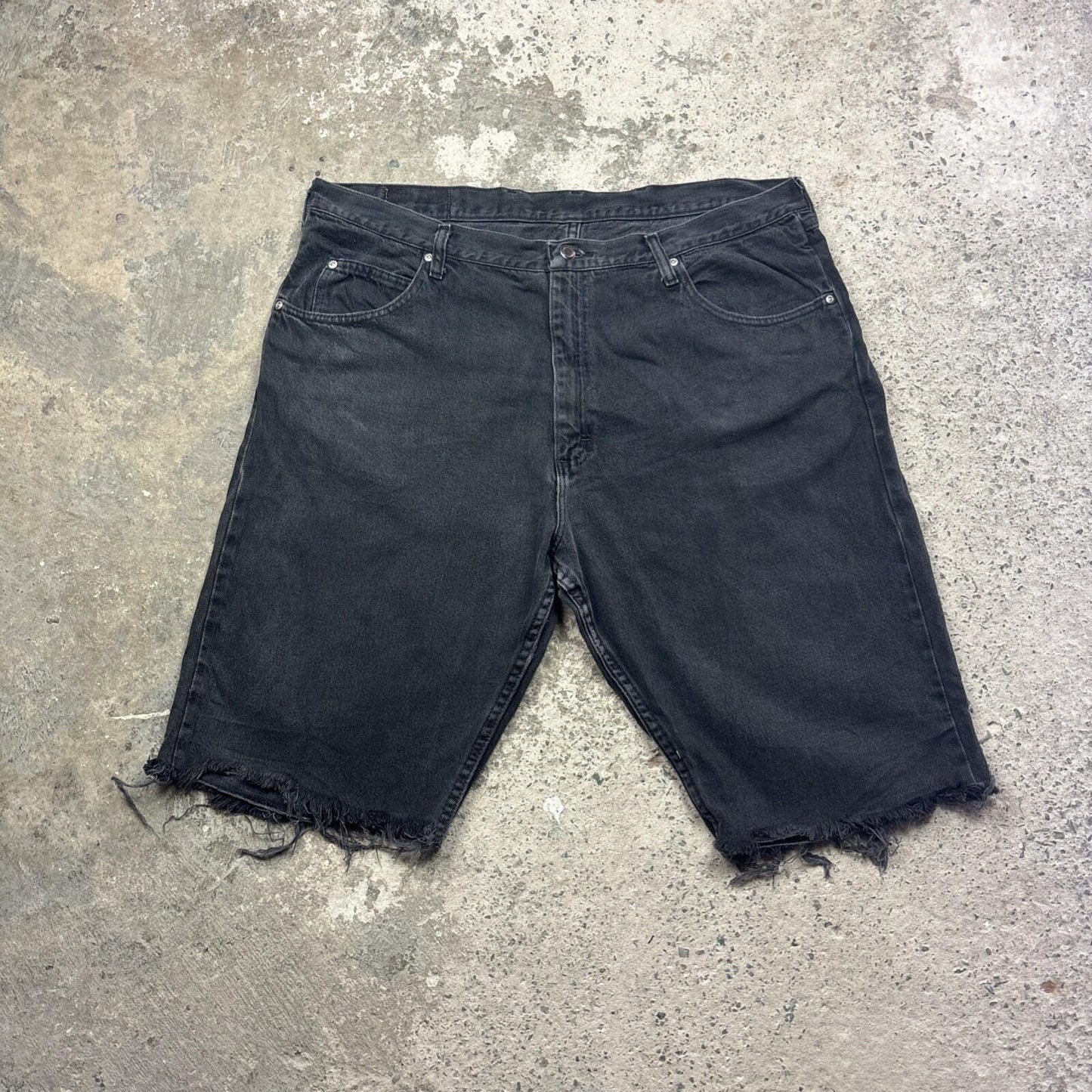 Black Denim Wrangler Cut Off Jean Shorts | W40"