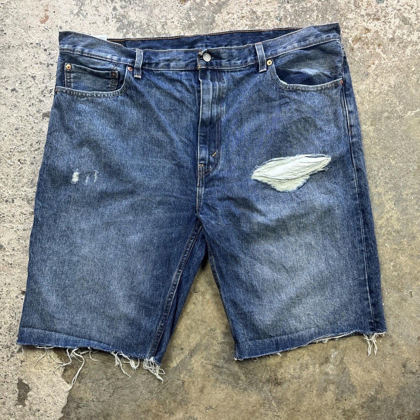 Distressed Blue Denim Levi’s 502 Men’s Cut Off Shorts | W42