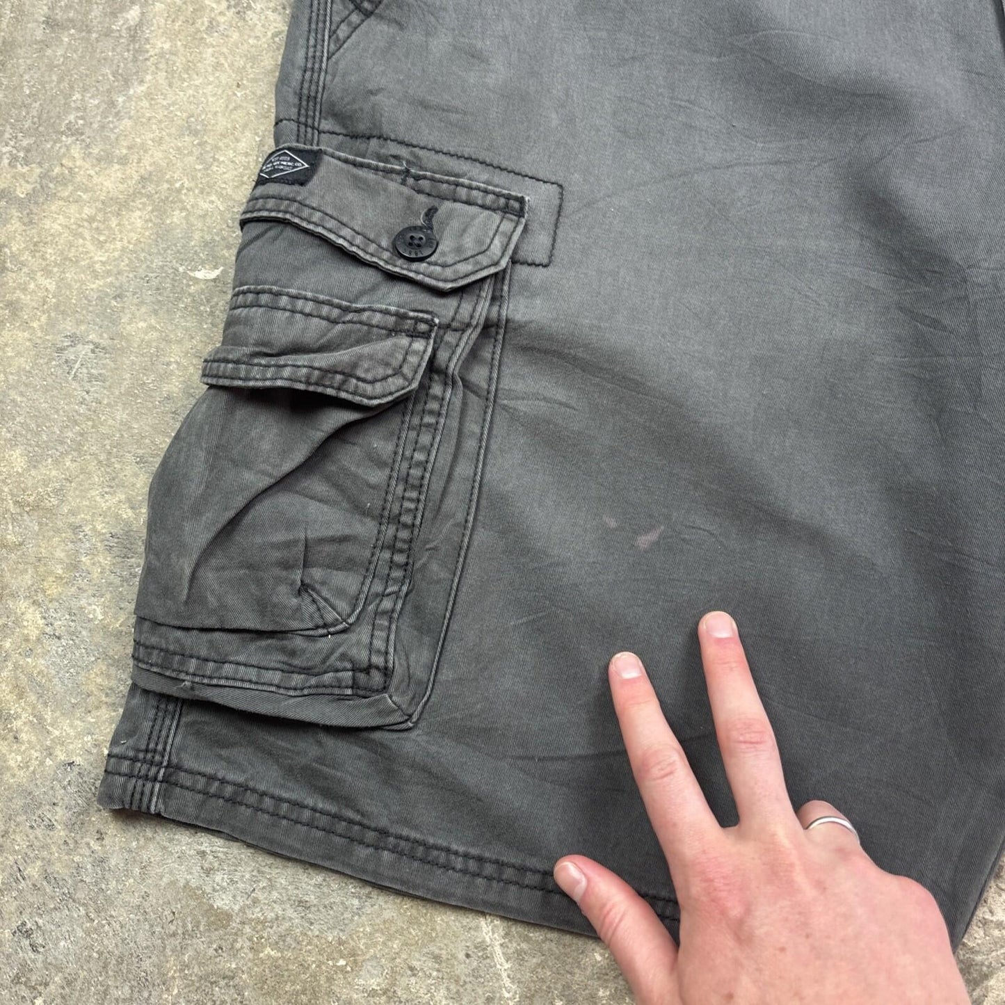 Dark Grey Lee Cotton Cargo Shorts | W42"