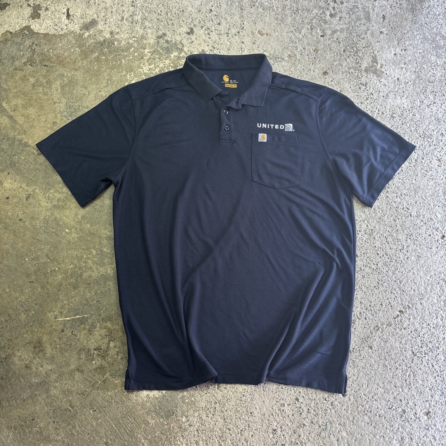 Navy Carhartt Embroidered Chest Pocket Polo Shirt | Size   XL (Tall)