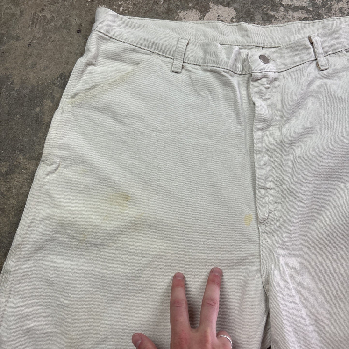 Cream Wrangler Cotton Carpenter Shorts | W38"