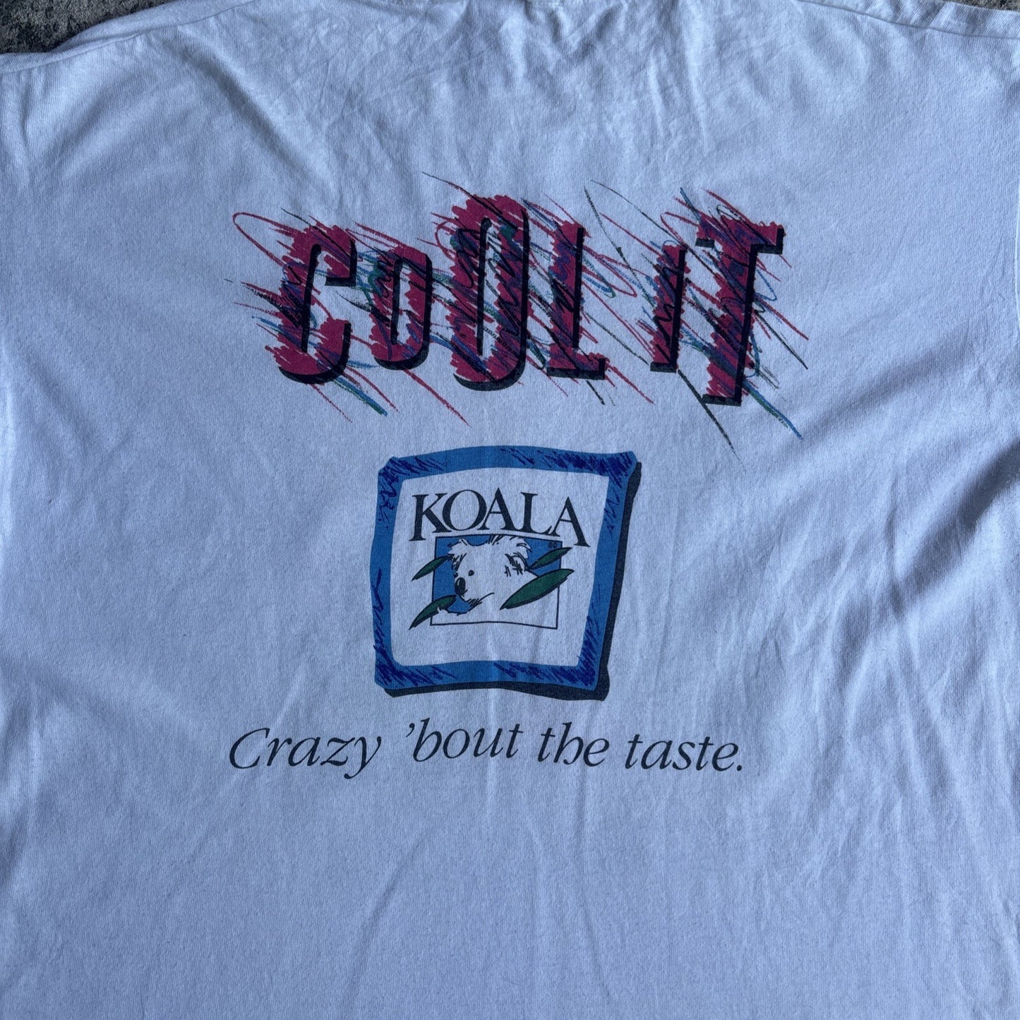 Vintage White Koala Graphic Single Stitch T-shirt | Size XL