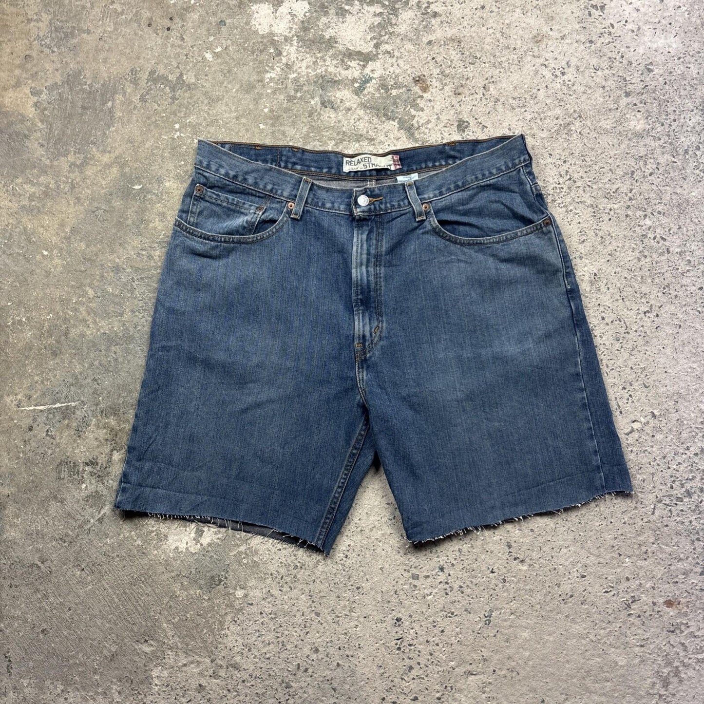 Blue Denim Levi’s 559 Relaxed Cut Off Jean Shorts | W38"