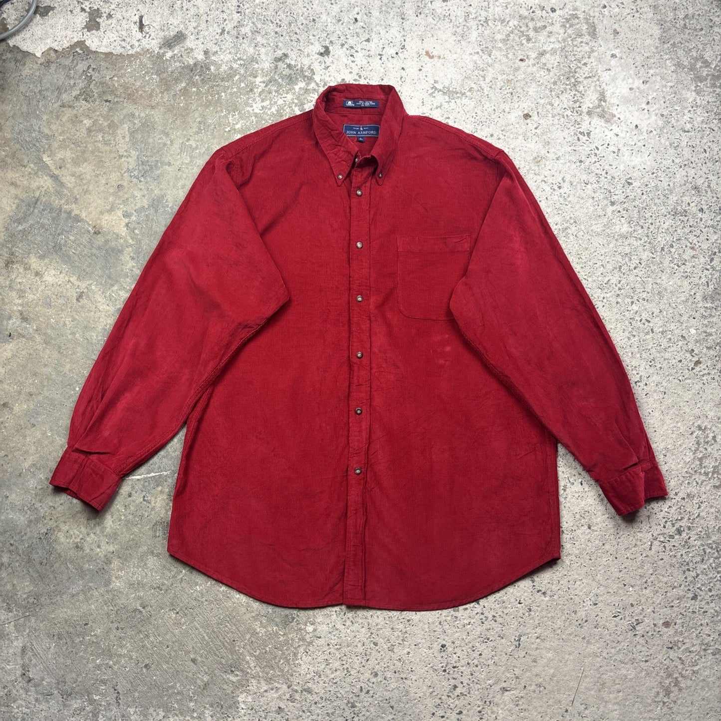 Red Corduroy John Ashford Long Sleeve Button Up Shirt | Size: L