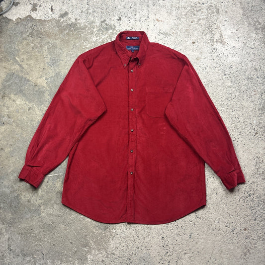 Red Corduroy John Ashford Long Sleeve Button Up Shirt | Size: L