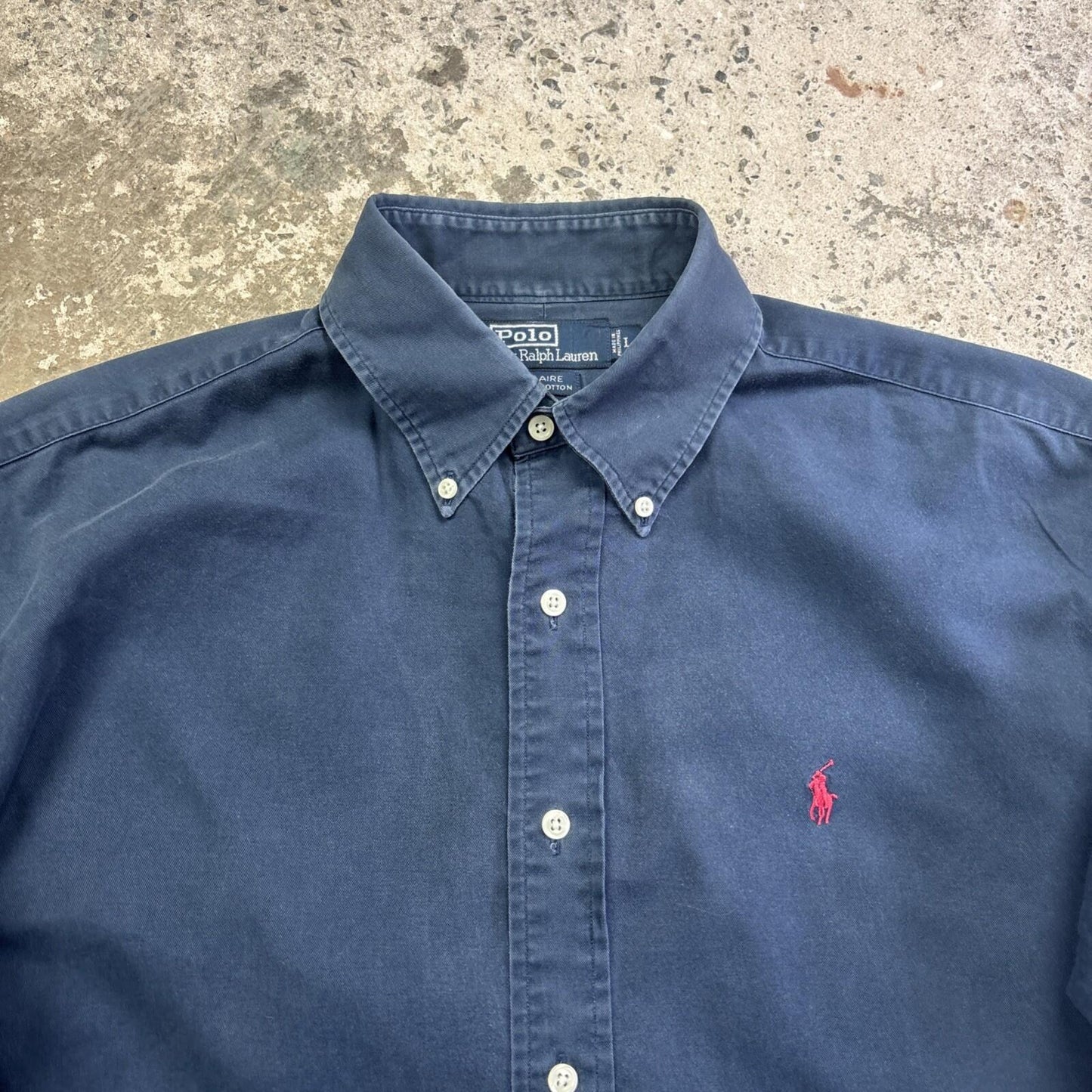 Vintage Navy Polo Ralph Lauren 100% Blaire Cotton Men’s Shirt | L