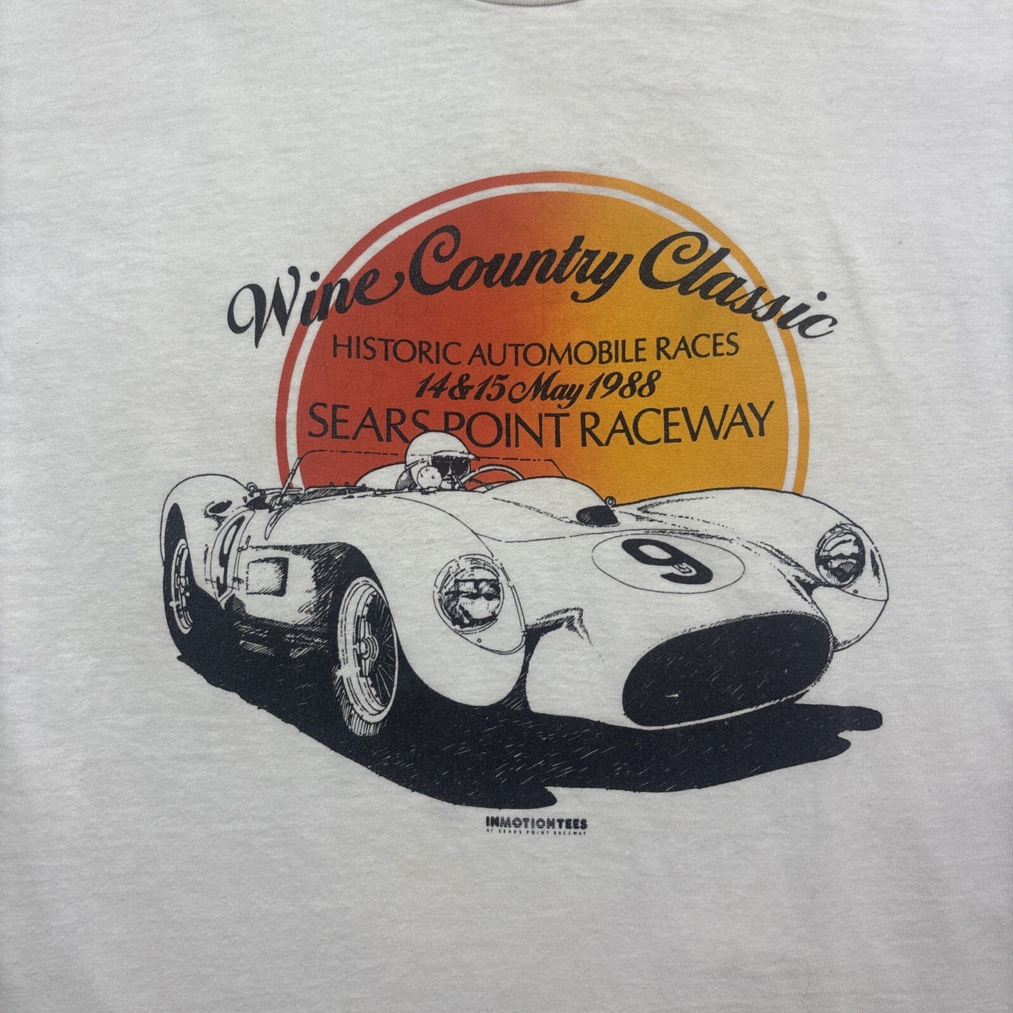 Vintage White Racing Groahic Hanes T-shirt | Size XL
