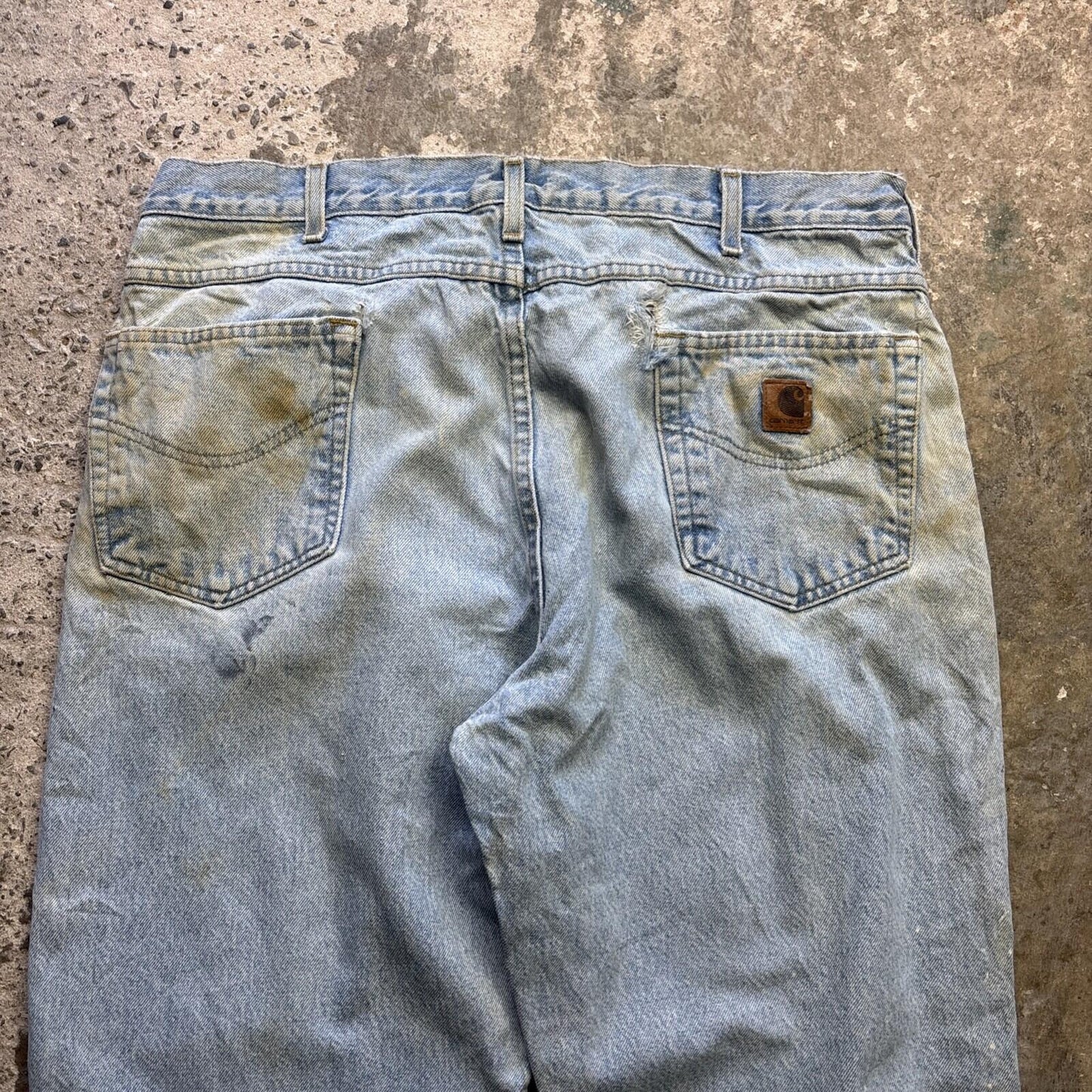 Distressed Carhartt Blue Denim Men’s Jeans - W40L30