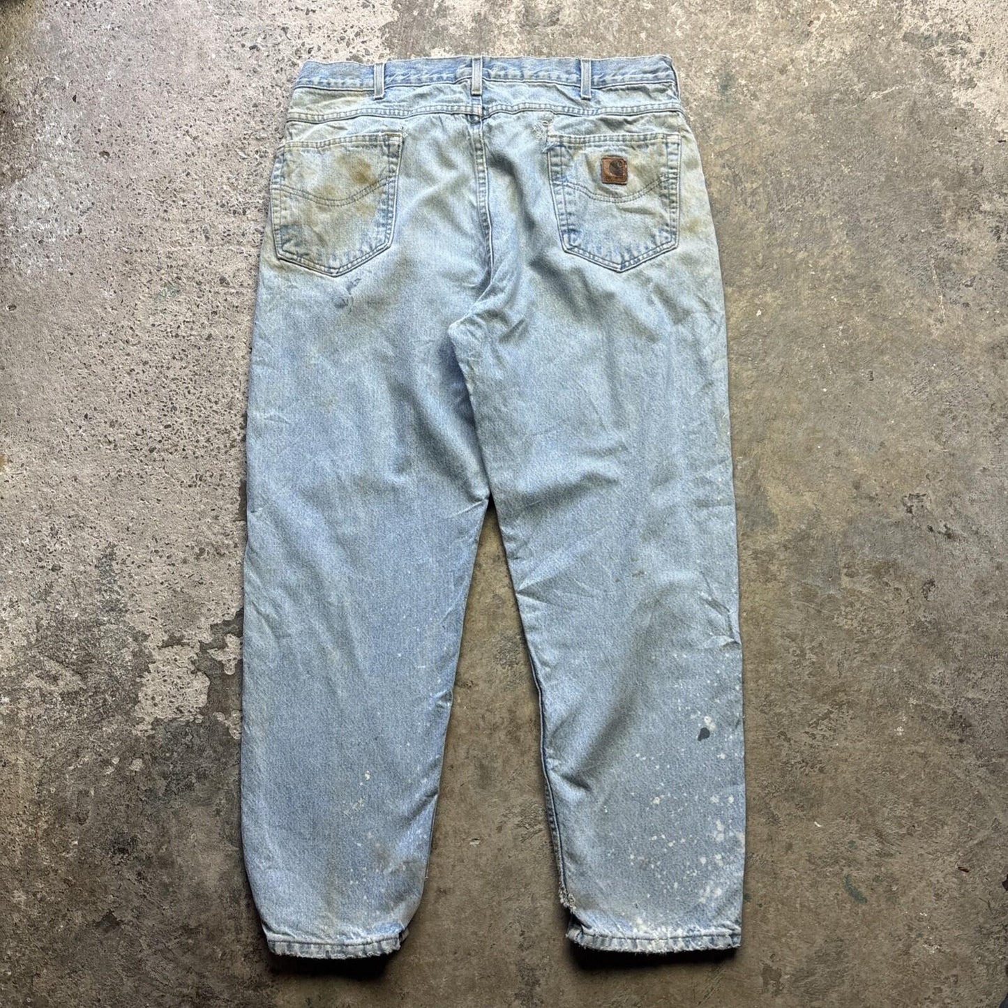 Distressed Carhartt Blue Denim Men’s Jeans - W40L30