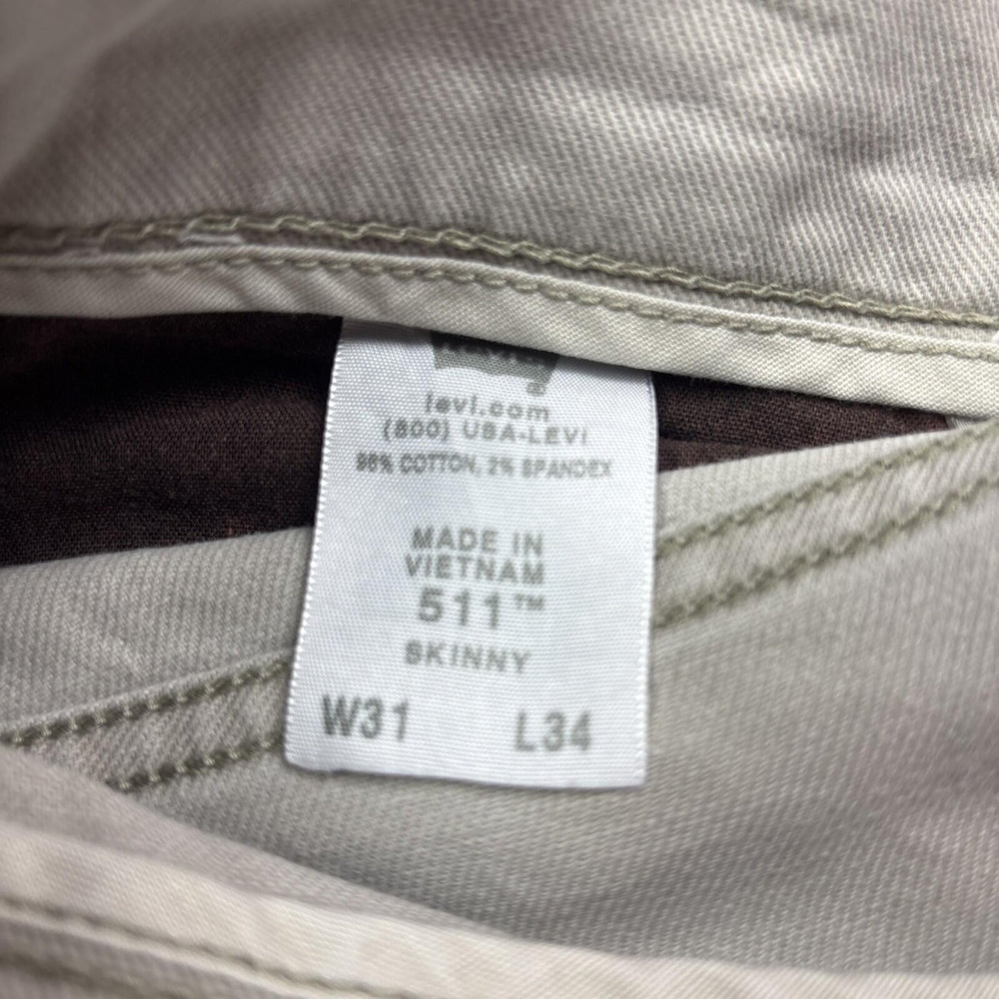 Beige Denim Levis 511 Skinny Cut Off Jean Shorts | W31"
