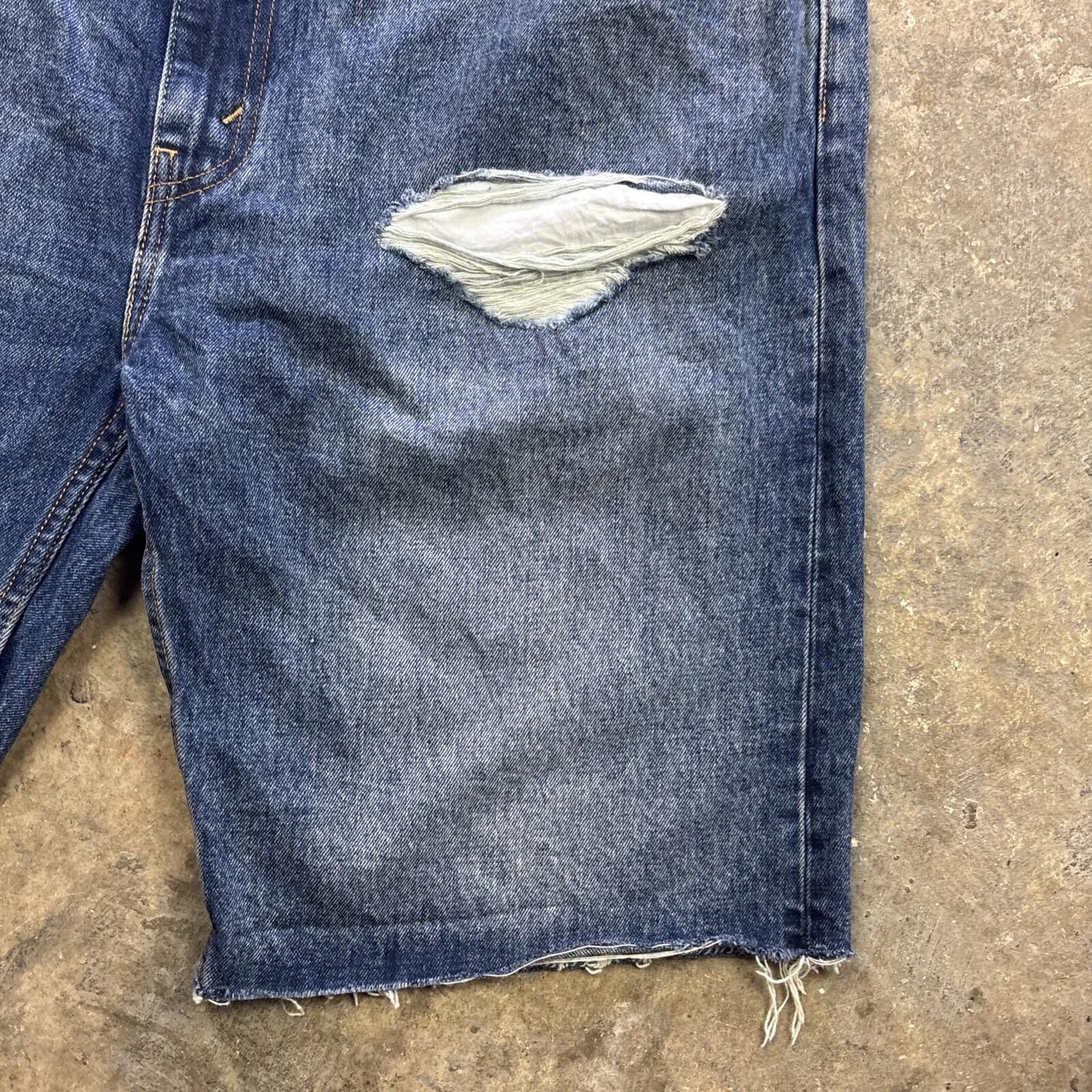 Distressed Blue Denim Levi’s 502 Men’s Cut Off Shorts | W42