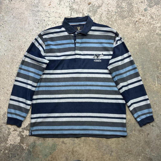 Striped Guinness Fleece Polo Shirt - XL
