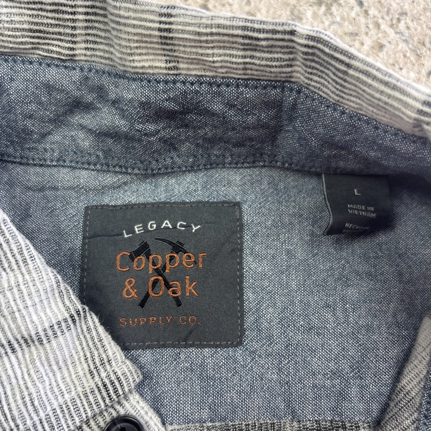 Grey Checkered Corduroy Long Sleeve Shirt | Size L