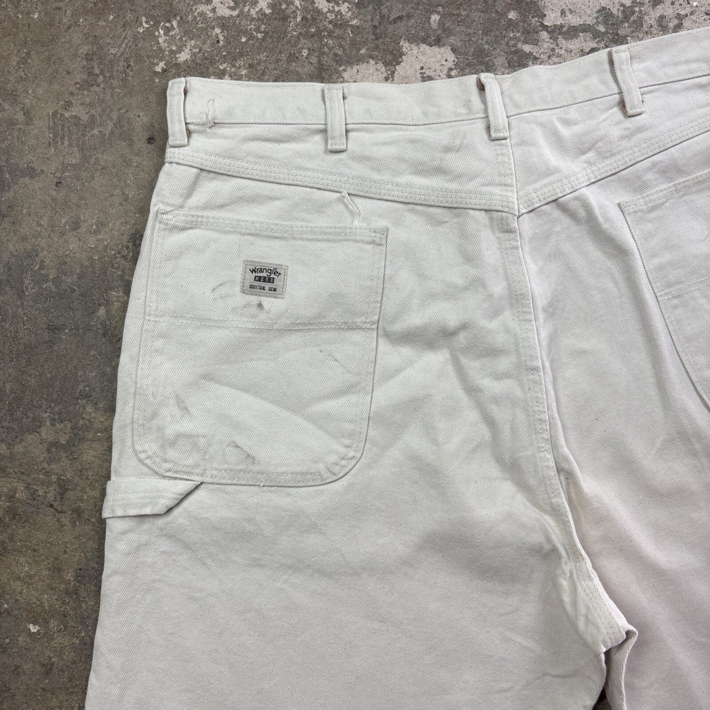 Cream Wrangler Cotton Carpenter Shorts | W38"