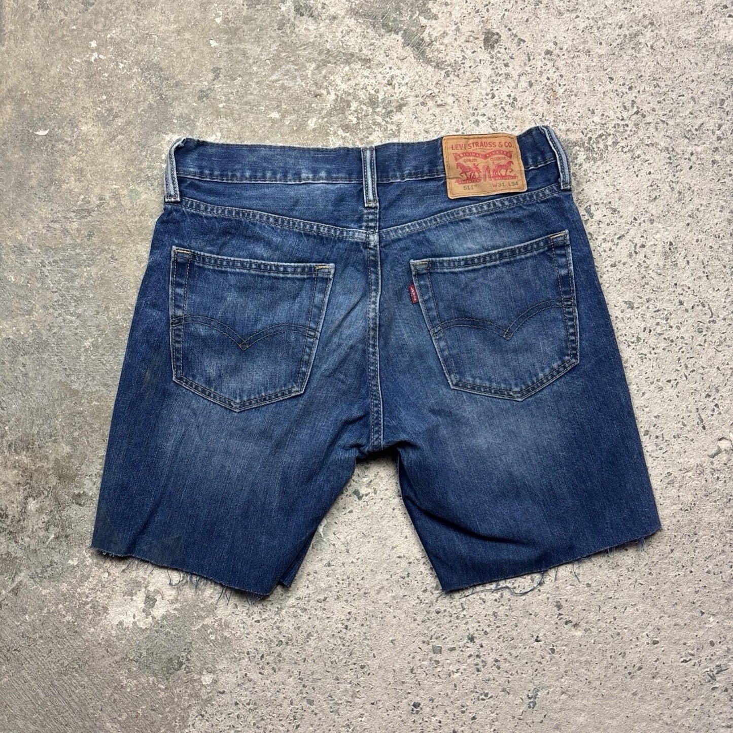 Dark Navy Denim Levi’s 511 Cut-Off Jean Shorts | W31"
