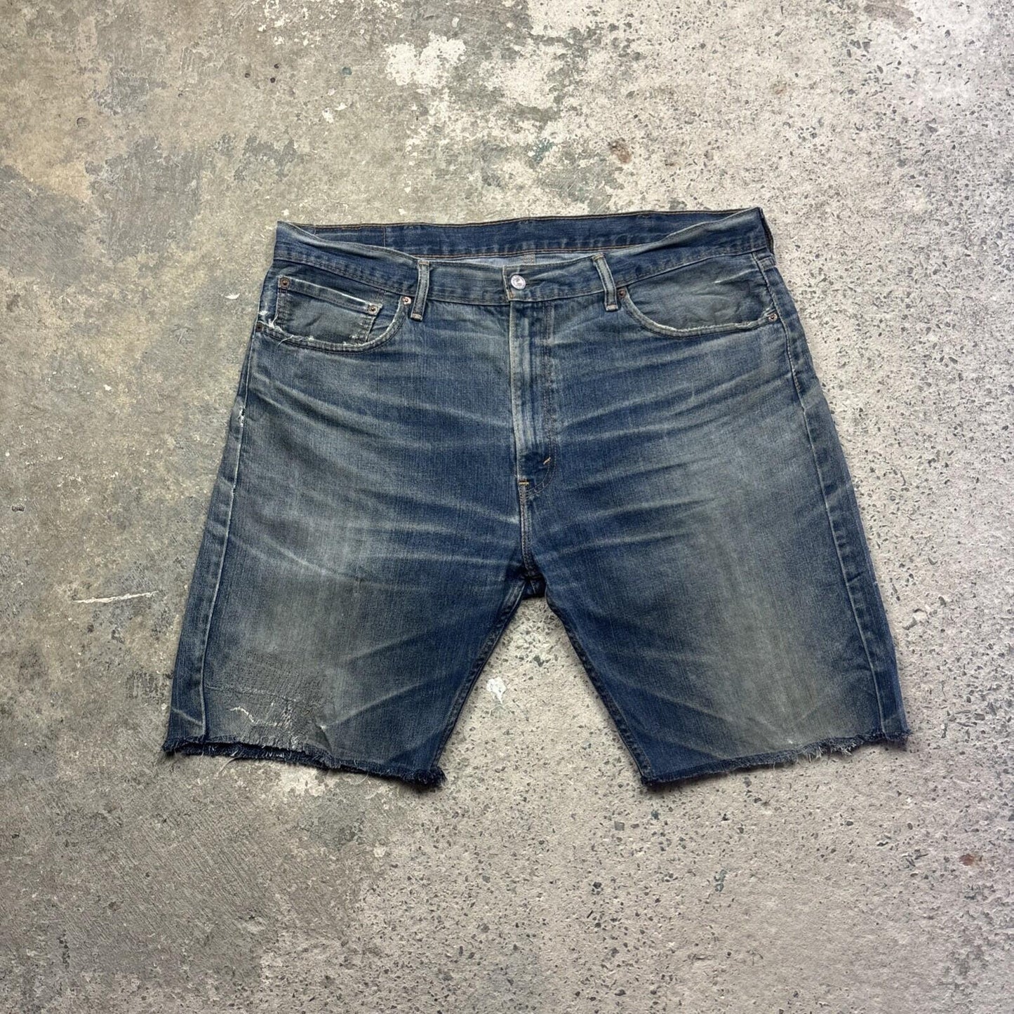 Blue Washed Denim Levi’s Cut Off Jean Shorts | 40"