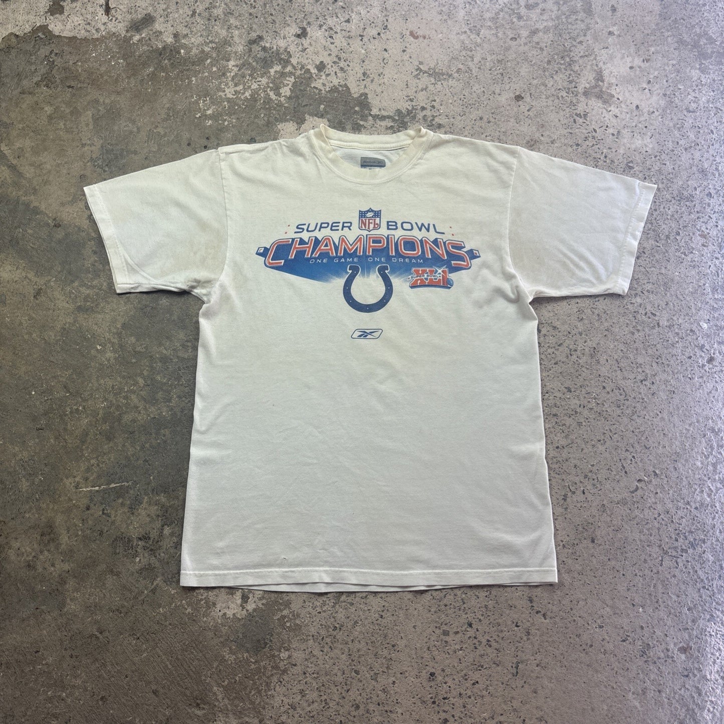 Vintage White Reebok Super Bowl 2007 Graphic T-Shirt | XL