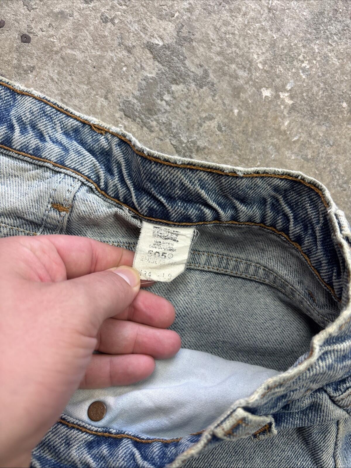 Distressed Vintage Levi’s 505 Blue Denim Shorts Made In USA - W34