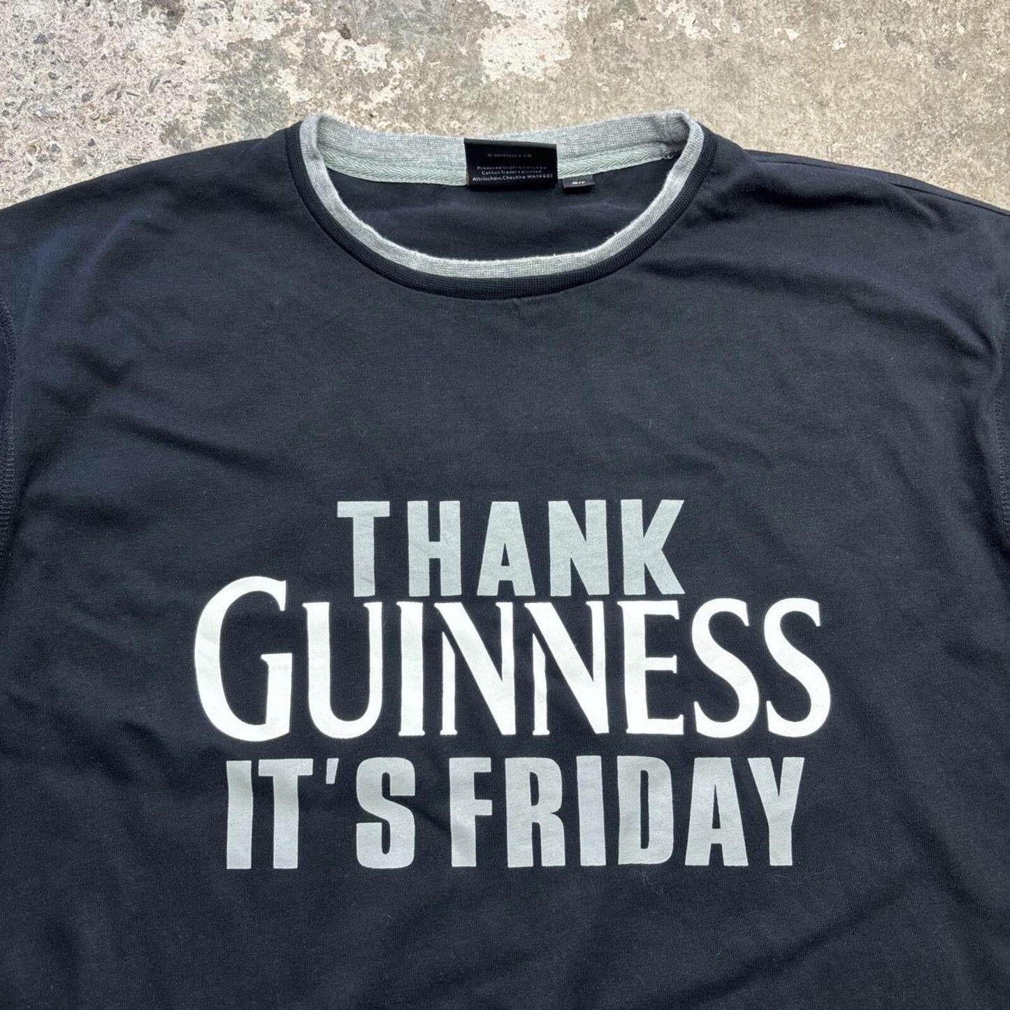 Black Guinness T-shirt with ‘Thank Guinness it’s Friday’ print - M/L