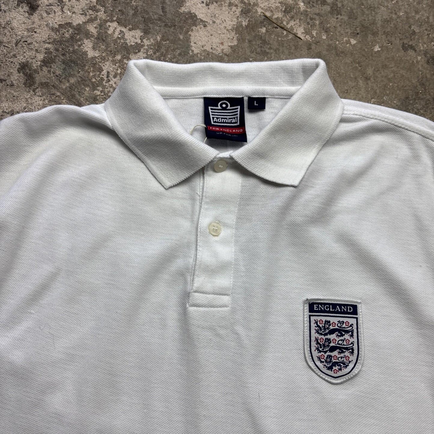 Vintage White Admiral England Football Polo Shirt | L