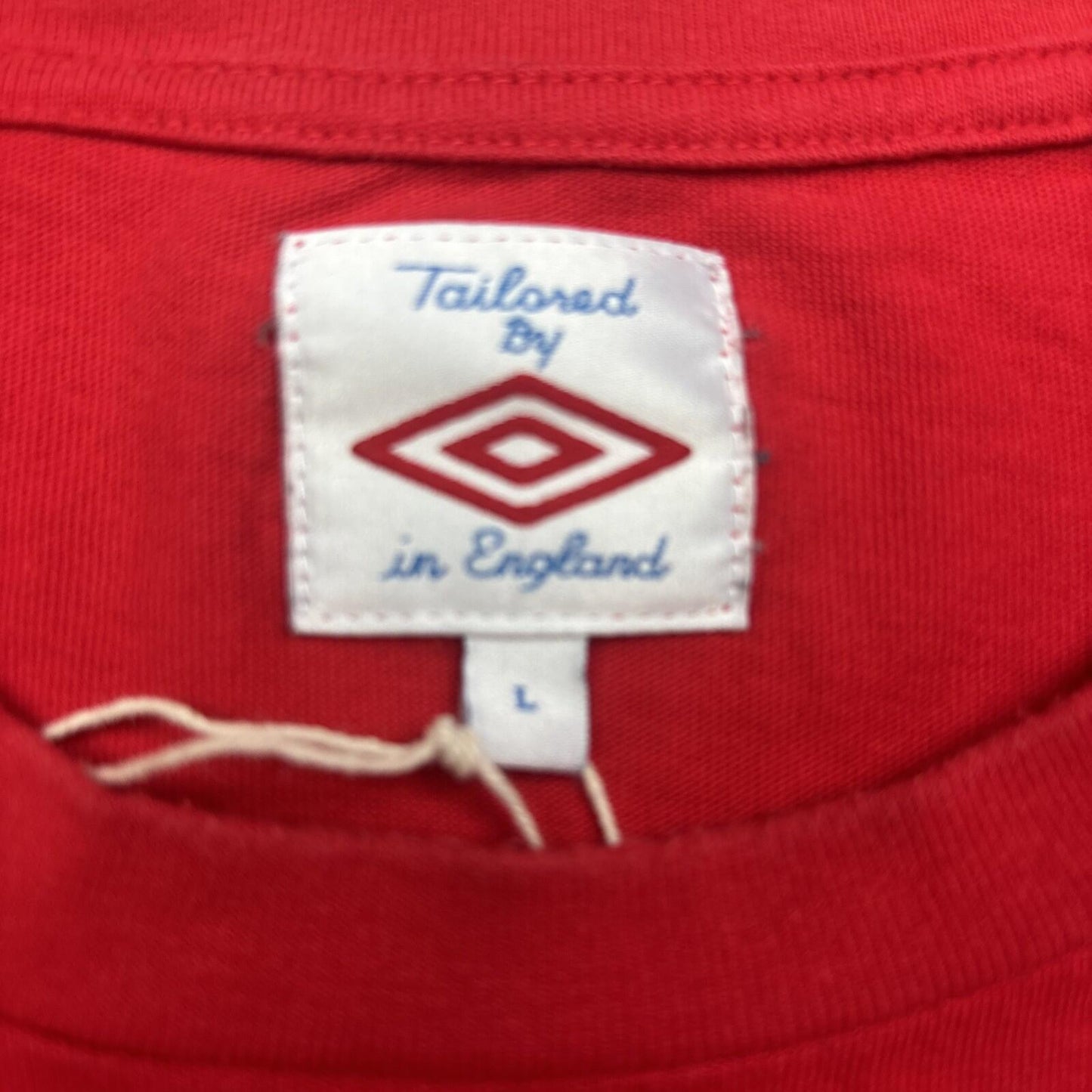 Red England Umbro Embroidered Football T-shirt | Size: L