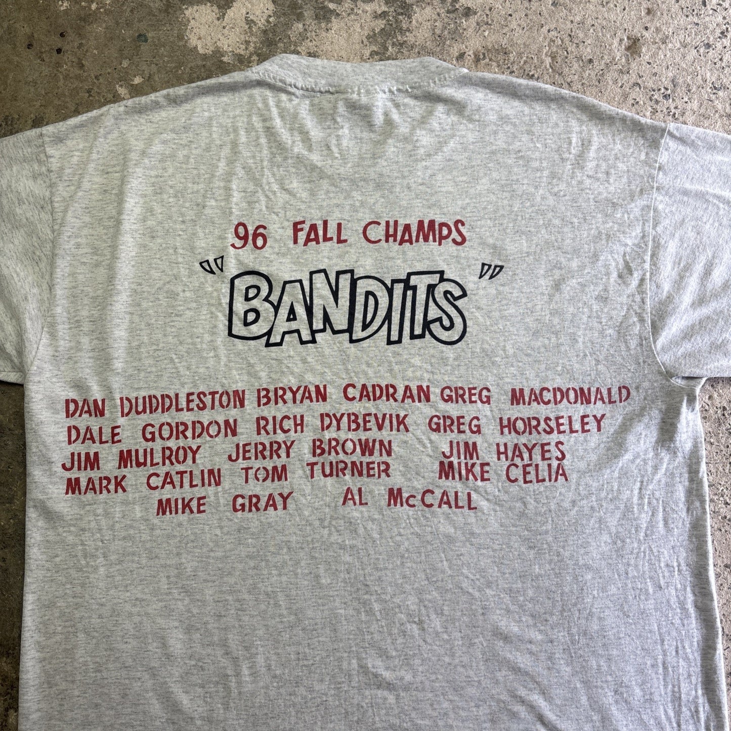 Vintage 90s Grey Graphic Baseball Single Stitch T-shirt | Size: XL