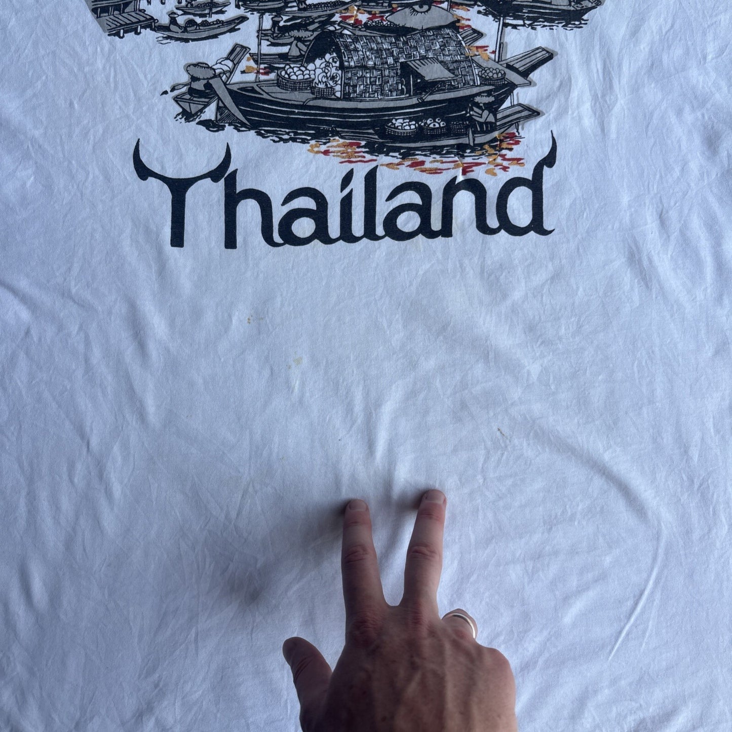 White Text & Graphic Thailand T-Shirt | Size 2XL