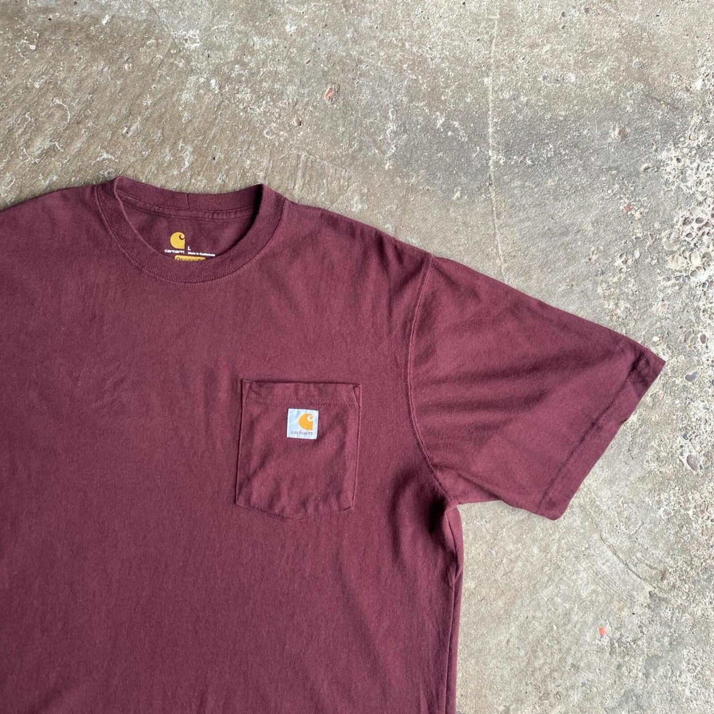 Burgundy Carhartt Single Pocket T-Shirt - L