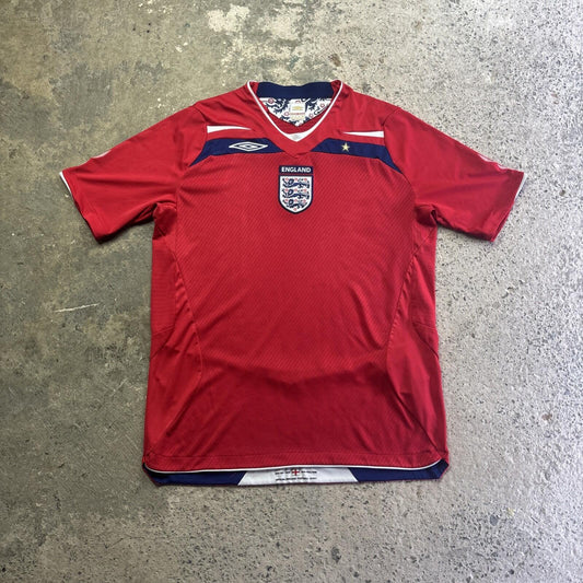 Red Umbro 2008/10 England Away Football Shirt | Size: L