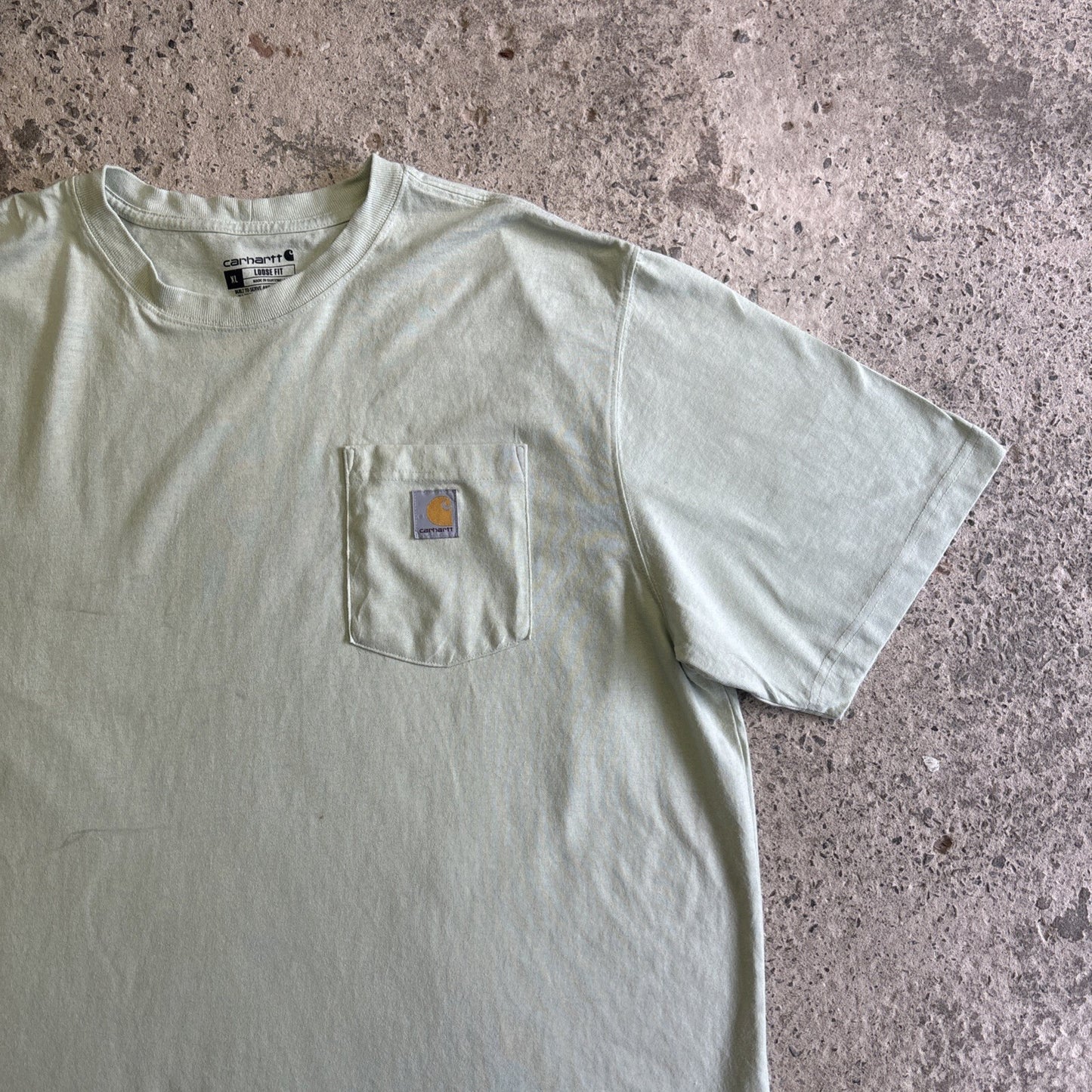 Light Green Carhartt Chest Pocket T-Shirt W/ Embroidered Logo | Size: XL
