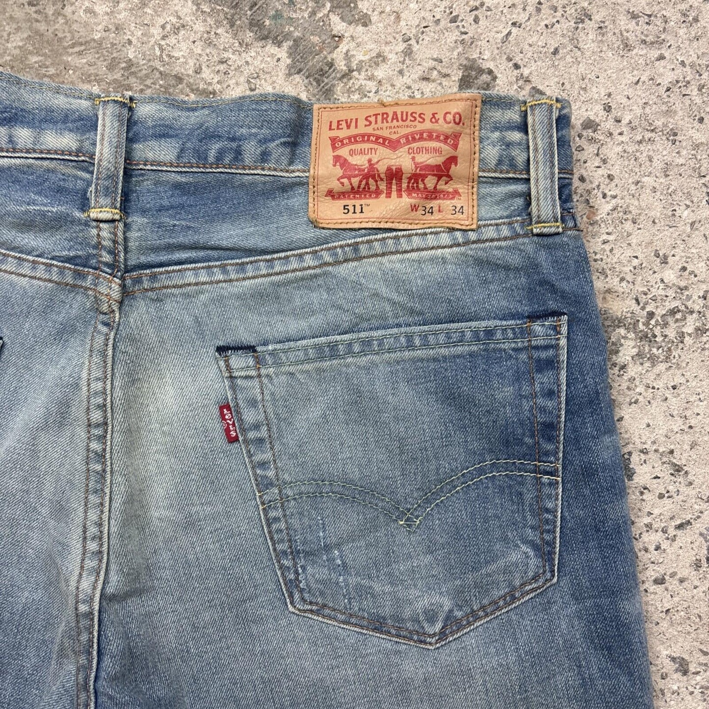Faded Blue Denim Levi’s 511 Cut Off Jean Shorts | W34"