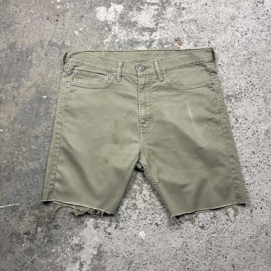 Khaki Green Levi’s 510 Cut-Off Cotton Shorts | W34"