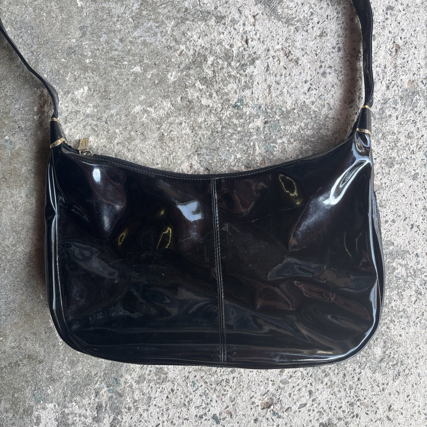 Black Patent Shilton Shoulder Bag | One Size